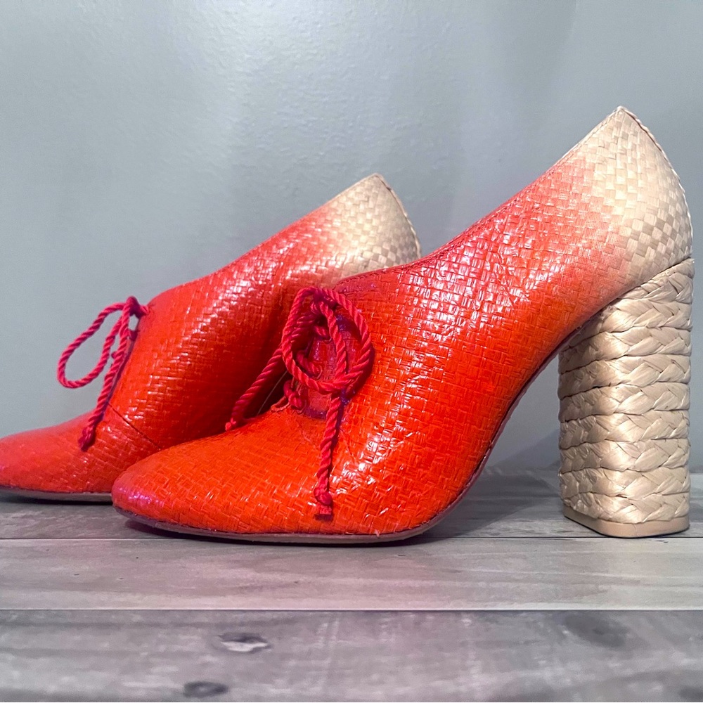 Tory Burch Raffia Ankle Boot high heel